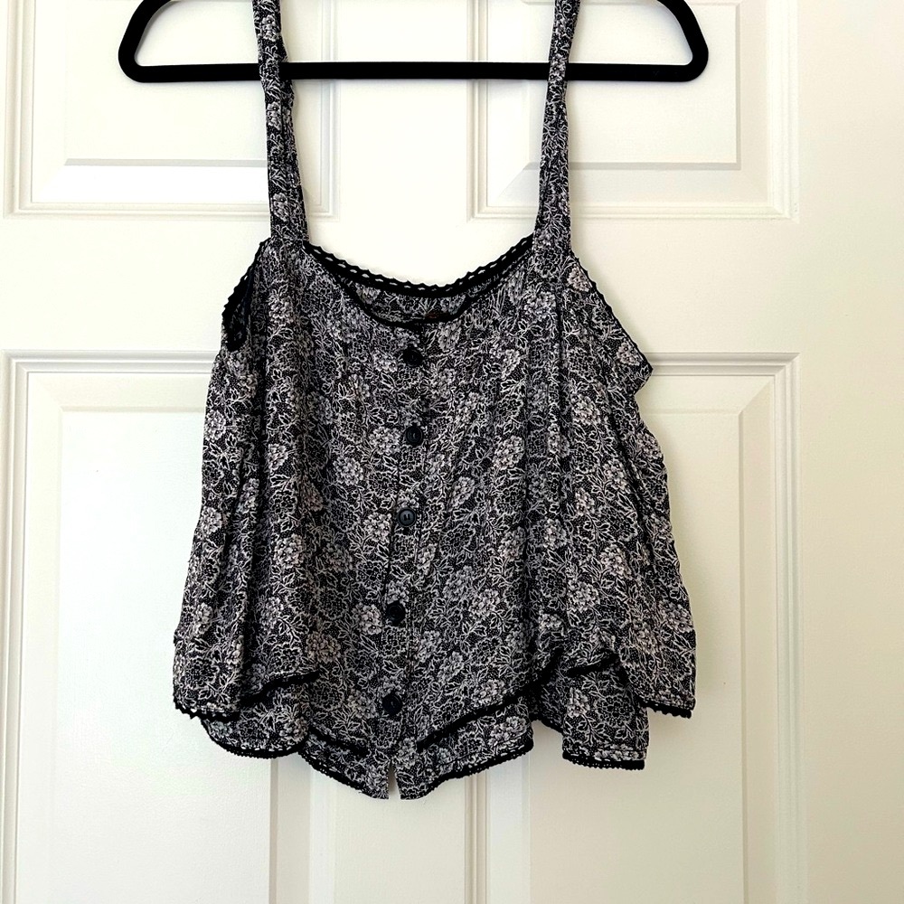 Free People Black and White Lace Camisole